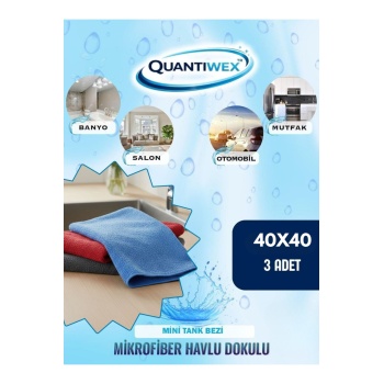 Mini Tank Mikrofiber Bez 40x40 cm 3’lü Set – Sihirli Temizlik, Araba Kurulama, Mutfak ve Banyo Havlusu